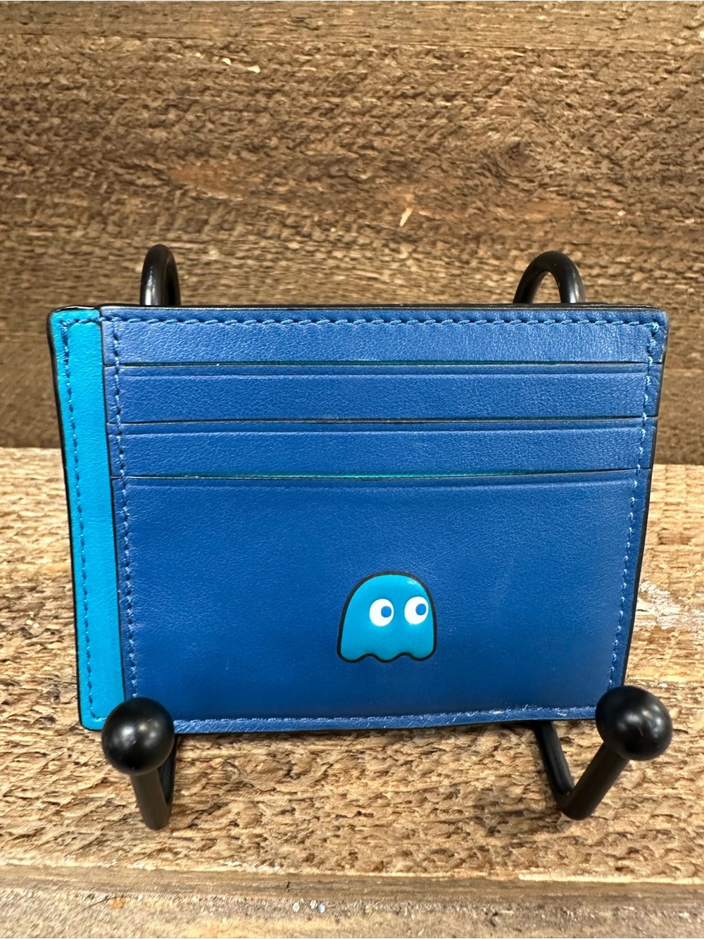 Coach x Pac-Man Limited Edition Leather Ghost Card Case Wallet Blue - Picture 3 of 7